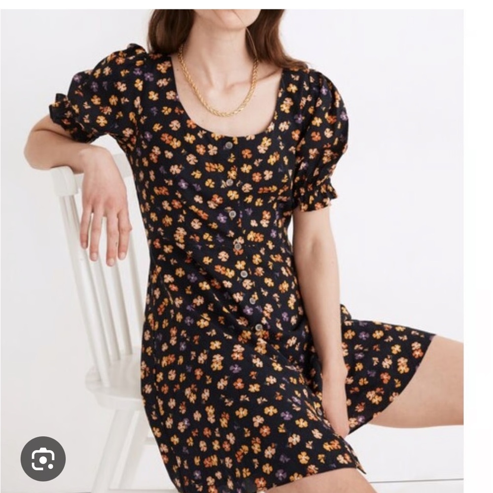 Madewell Black Floral Mini Dress